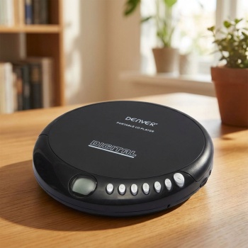 Tragbarer CD-Player mit Anti-Schock System - Inklusive Kopfhörer & LCD Display - Kompakter Discman für unterwegs