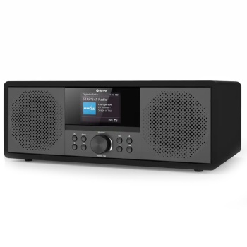 Preview: DAB+/FM Musiksystem mit Internetradio, CD-Player, Bluetooth, WLAN, 2x10W RMS: Perfekt für Büro, Schlaf- & Wohnzimmer - elegantes Design, Schwarz