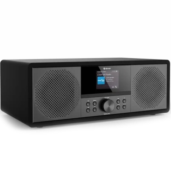Preview: DAB+/FM Musiksystem mit Internetradio, CD-Player, Bluetooth, WLAN, 2x10W RMS: Perfekt für Büro, Schlaf- & Wohnzimmer - elegantes Design, Schwarz