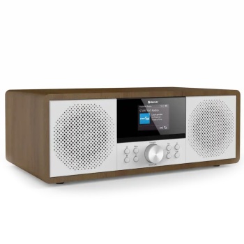 Preview: Kompaktes Musiksystem in Holz-Optik: Edles Internetradio, DAB+/FM, CD, Bluetooth & 2x100W – Kraftvoller HiFi-Genuss im modernen Gehäuse
