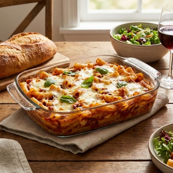 Rechteckige Auflaufform 2L aus Borosilikatglas: Backform mit Griffen, hitzebeständige Servierform für Auflauf, Lasagne & Braten, 30,2 cm