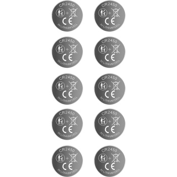 Preview: 10er-Set Knopfzellen CR2450 - Leistungsstarke 3V Lithium Batterien mit 600mAh - Hohe Kapazität und lange Laufzeit - Ideal für Haushalt & Technik
