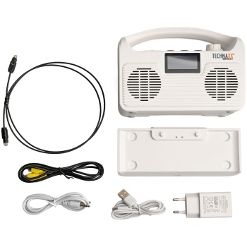 Preview: Kabelloser TV Lautsprecher: Mobile Hörhilfe für Fernseher - Basisstation, Bluetooth, LCD, Radio, SOS & Optischer Anschluss - Perfekt für Senioren