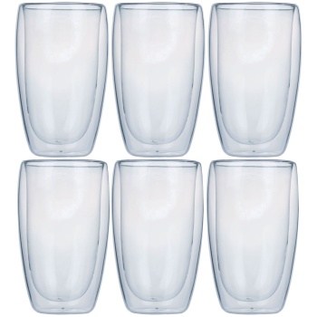 Preview: 6er-Set Doppelwandiges Kaffee-Glas, je 450 ml, Schwebeeffekt, hitzebeständiges Barista Glas, Cappuccino, Latte-Macchiato, Tee