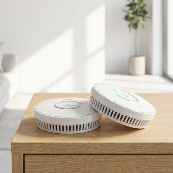 2er-Set Lebensretter mit Doppelfunktion: Rauch- und Kohlenmonoxidmelder (CO) mit 85dB Alarm – Weisser Melder mit 10 Jahren Batterielaufzeit für optimalen Schutz