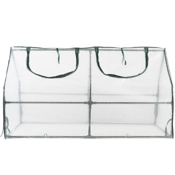 Preview: Folien-Gewächshaus 120x60x60 cm, Tomatenhaus mit A-Dach, 16mm verzinkter Stahl, 140g/m² PE-Folie, UV-Schutz & 2 Fenster mit Reissverschluss