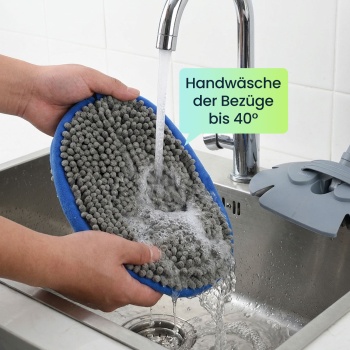 Preview: Multifunktions-KFZ Wischmopp mit 160cm Teleskopstange, 180 Grad Gelenk & 2 Chenille Mikrofaser Aufsätzen für PKW, LKW, Wohnmobil & Wohnwagen