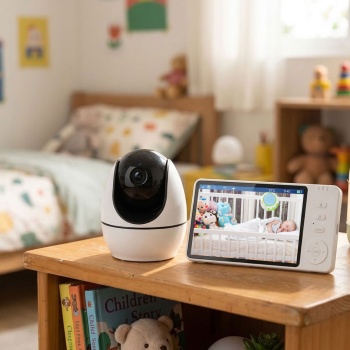 HD Babyphone mit Monitor, schwenk- & neigbar: SOS Funk-Notrufsender, Gegensprechfunktion, Nachtsicht - ideal für Babys & Kleinkinder