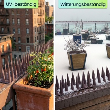 Preview: 24er Set Taubenspikes Braun 10,8m - Effektive Vogelabwehr aus Polycarbonat - 3-reihige Abwehrspikes gegen Tauben, Möwen, Marder, Katzen & Eichhörnchen