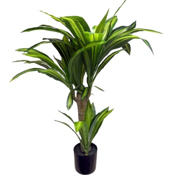 Preview: Naturgetreue Kunstpalme Yucca Dracaena 80cm, hochwertige Kunstpflanze: moderne Zimmerpflanze im Topf - ideale Deko für Büro & Haus