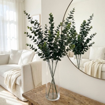 Edle Kunstpflanze Eukalyptuszweige 80cm – Realistische Dekozweige ideal für Vase & Kranz – 3er Bund wie echt & langlebig
