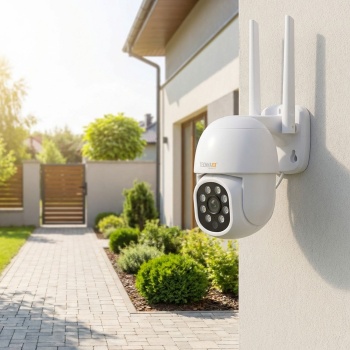 Mini WLAN Outdoor-Kamera: Schwenkbare Full-HD 3MP Überwachungskamera, 5,8 GHz, App-Steuerung, Farbnachtsicht, IP65 Wetterfest, 2-Wege Kommunikation