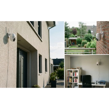 Preview: Mini WLAN Outdoor-Kamera: Schwenkbare Full-HD 3MP Überwachungskamera, 5,8 GHz, App-Steuerung, Farbnachtsicht, IP65 Wetterfest, 2-Wege Kommunikation