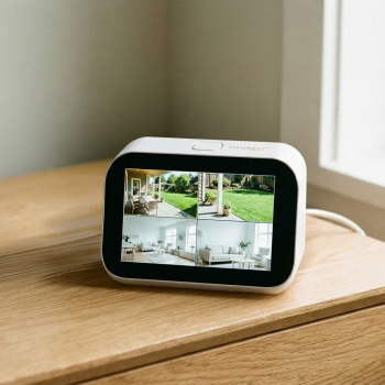 Preview: Profi Mini Überwachungskamera-Set: Scharfe 3MP HD Aussen-Kamera mit Touchscreen-Monitor, smarter App, 355° Rotation, 2-Wege Audio & starker Nachtsicht