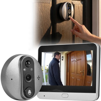 WLAN Türspion mit Kamera, 3MP Video, 4,3 Zoll LCD Display, Klingel, Nachtsicht, Bewegungsmelder, Türsprechanlage mit 2-Wege-Audio