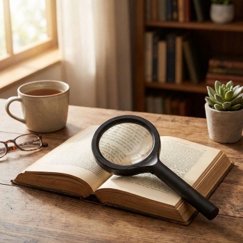 LED Leselupe: 2x Vergrösserung, 9cm Glaslinse, Profi Handlupe beleuchtet, ideal für Senioren, Hobby & Basteln - Seh- & Lesehilfe