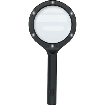 Preview: LED Leselupe: 2x Vergrösserung, 9cm Glaslinse, Profi Handlupe beleuchtet, ideal für Senioren, Hobby & Basteln - Seh- & Lesehilfe