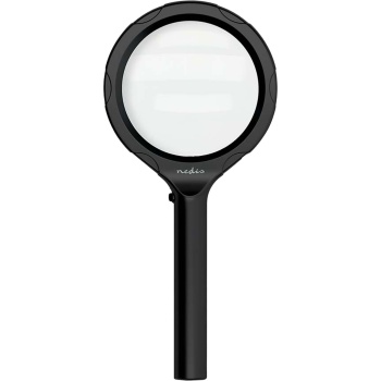 Preview: LED Leselupe: 2x Vergrösserung, 9cm Glaslinse, Profi Handlupe beleuchtet, ideal für Senioren, Hobby & Basteln - Seh- & Lesehilfe