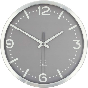 Preview: Moderne Funkwanduhr, kein störendes Ticken - Stilvolle Wanduhr Grau - Analoge Uhr für Wohnzimmer, Küche & Büro - Grosse 30cm Funk-Uhr