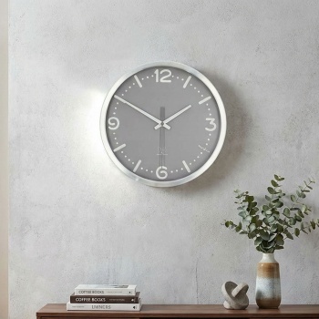 Moderne Funkwanduhr, kein störendes Ticken - Stilvolle Wanduhr Grau - Analoge Uhr für Wohnzimmer, Küche & Büro - Grosse 30cm Funk-Uhr