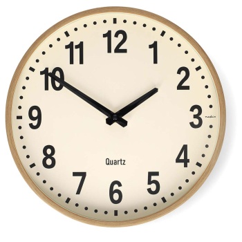 Preview: Moderne Wanduhr in Holzoptik, 30cm - Lautlose Uhr ohne Ticken - Stilvolle Wanduhr für Büro, Küche & Wohnzimmer - Analoges Quarzwerk präzise & geräuschlos