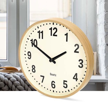 Preview: Moderne Wanduhr in Holzoptik, 30cm - Lautlose Uhr ohne Ticken - Stilvolle Wanduhr für Büro, Küche & Wohnzimmer - Analoges Quarzwerk präzise & geräuschlos