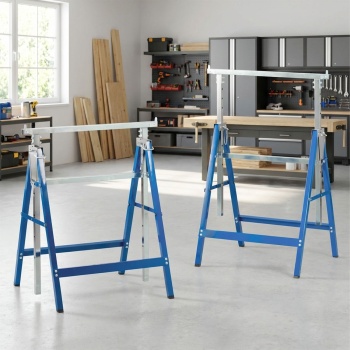 2er-Set Klappböcke höhenverstellbar 800-1300 mm, stabile Vierkantstahlkonstruktion bis 200 kg belastbar, platzsparend klappbar mit TÜV/GS-Prüfung