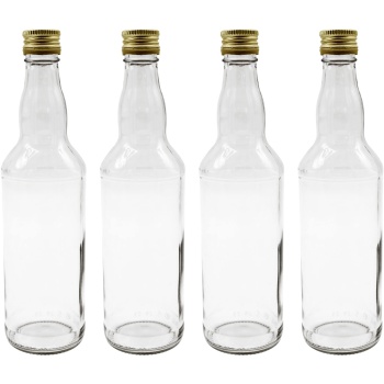 4er Set Glasflaschen 500ml mit Schraubverschluss - Transparente Saftflaschen aus Glas zum Befüllen & Lagern, wiederverwendbar