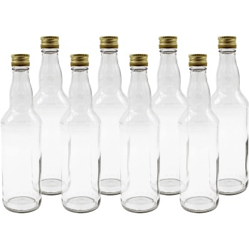 Preview: 8er Set Glasflaschen 500ml mit Schraubverschluss - Transparente Saftflaschen aus Glas zum Befüllen & Lagern, wiederverwendbar