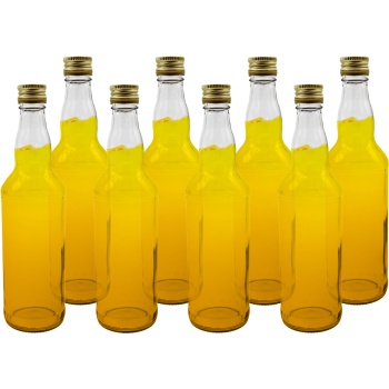 8er Set Glasflaschen 500ml mit Schraubverschluss - Transparente Saftflaschen aus Glas zum Befüllen & Lagern, wiederverwendbar
