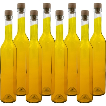 8er Set Glasflaschen 500ml mit Korkenverschluss - Transparente Likörflaschen aus Glas zum Befüllen & Lagern, wiederverwendbar