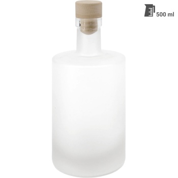 Preview: 8er Set Glasflaschen 500ml mit Korkenverschluss - Matte Likörflaschen aus Glas zum Befüllen & Lagern, wiederverwendbar