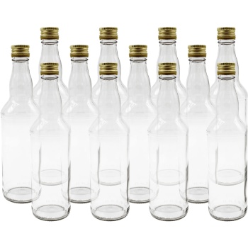 Preview: 12er Set Glasflaschen 500ml mit Schraubverschluss - Transparente Saftflaschen aus Glas zum Befüllen & Lagern, wiederverwendbar