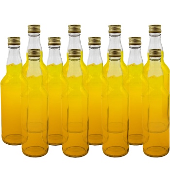 12er Set Glasflaschen 500ml mit Schraubverschluss - Transparente Saftflaschen aus Glas zum Befüllen & Lagern, wiederverwendbar