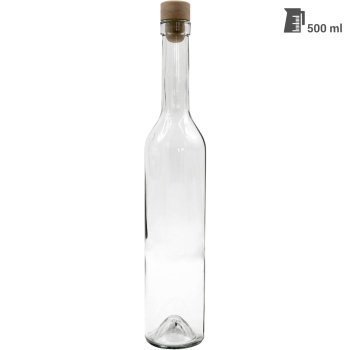 Preview: 12er Set Glasflaschen 500ml mit Korkenverschluss - Transparente Likörflaschen aus Glas zum Befüllen & Lagern, wiederverwendbar