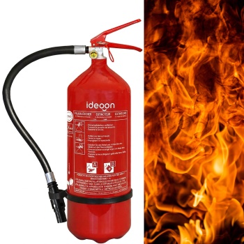 6L Schaumfeuerlöscher Fluorfrei, Brandklasse A B, Feuerlöscher mit Manometer & Wandhalterung, 21A 144B, Löschgerät inklusive Gummischlauch