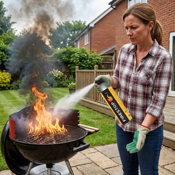 Preview: 2er-Set Feuerlöschspray Firestop, Brandklasse A/F, Fluorfrei, 600ml, Fettbrandlöscher für Speiseöl bis 5L – Kompakt & Sicher, 5A 5F