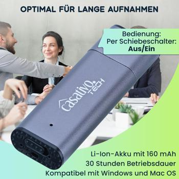 Preview: 2-in-1 Digitaler Voice Recorder & USB-Stick 8GB – Diktiergerät mit Geräuschaktivierung, 20h Aufnahmezeit, Status-LEDs