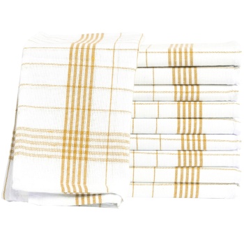 Preview: 10er-Set Geschirrtücher aus 100% Baumwolle, 50x70 cm - Gelb Kariert - Saugstarke Küchentücher für Haushalt & Gastro, Oeko-Tex, Premium Abtrockentücher