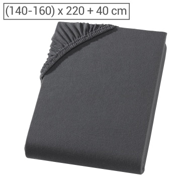 Preview: Premium Spannbetttuch für Boxspringbett & Wasserbett - Anthrazit, 140-160x220 cm - 190g/m2 Baumwolle/Elasthan - 40cm Steghöhe - Oeko-Tex - Bügelfrei & Weich