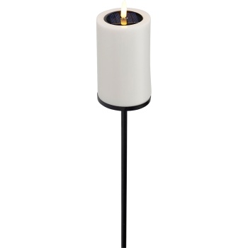 Preview: Solar LED Kerze mit Erdspiess gelb flackernd: Outdoor Garten-Deko, schöne Beleuchtung für draussen - stimmungsvolle Solarleuchte