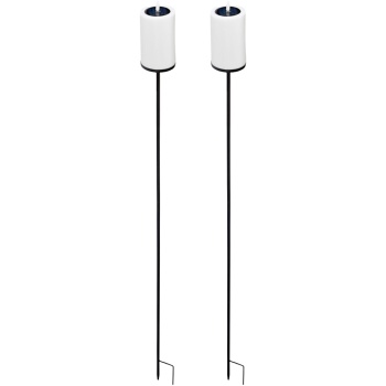 Preview: 2er-Set Solar LED Kerze mit Erdspiess gelb flackernd: Outdoor Garten-Deko, schöne Beleuchtung für draussen - stimmungsvolle Solarleuchte