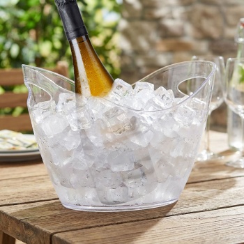 Transparenter Flaschenkühler 35x28x24cm mit praktischen Henkeln – Eleganter Getränkekühler für Sekt, Wein & Champagner – Ideal für jede Party