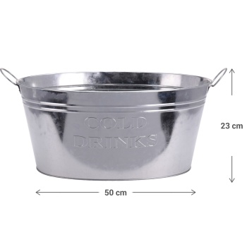 Preview: Zinkwanne als Flaschenkühler 25 Liter – Getränkekühler mit 2 Tragegriffen, Ideal für Gartenpartys, Grillrunde & Feste - eisgekühlte Getränke