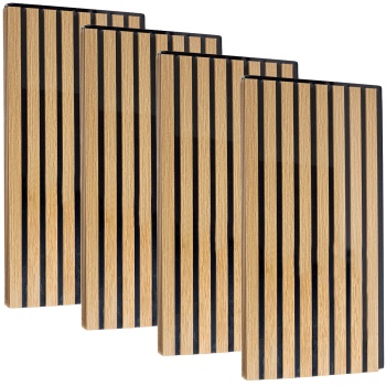 Preview: 4er-Set Wandpaneele 60x30 cm in edler Holzoptik – Akustik-Wandverkleidung aus MDF & PET – Nachhaltiges Design FSC-zertifiziert für eine moderne Raumgestaltung