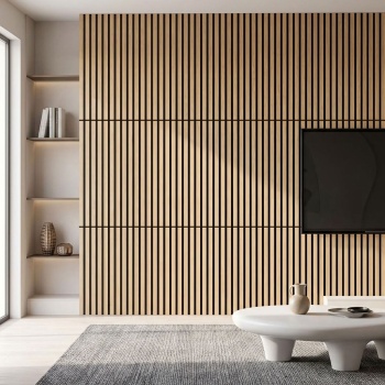 Preview: 4er-Set Wandpaneele 60x30 cm in edler Holzoptik – Akustik-Wandverkleidung aus MDF & PET – Nachhaltiges Design FSC-zertifiziert für eine moderne Raumgestaltung