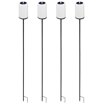 Preview: 4er-Set Solar LED Kerze mit Erdspiess gelb flackernd: Outdoor Garten-Deko, schöne Beleuchtung für draussen - stimmungsvolle Solarleuchte