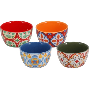 Preview: Schalen-Set 4-teilig aus Steinzeug 10x10x5,5 cm – Bunte Tapas-Schalen & Dessertschüsseln für Dips, Snacks & Knabberzeug im edlen Design