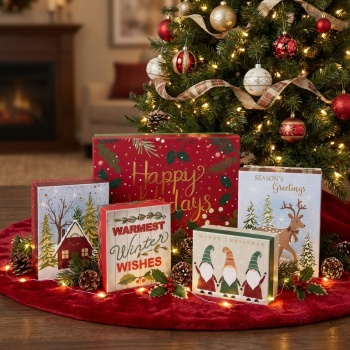 5er-Set Schöne Geschenkschachteln für Weihnachten aus Papier - Bunte Geschenkboxen für Weihnachtsgeschenke & Deko