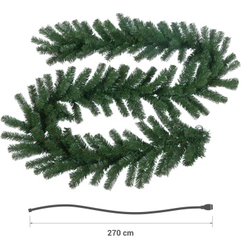 Preview: Stimmungsvolle künstliche LED Tannengirlande 270 cm, 30 LEDs & Timer - Festliche künstliche Weihnachtsgirlande für Aussen & Innen